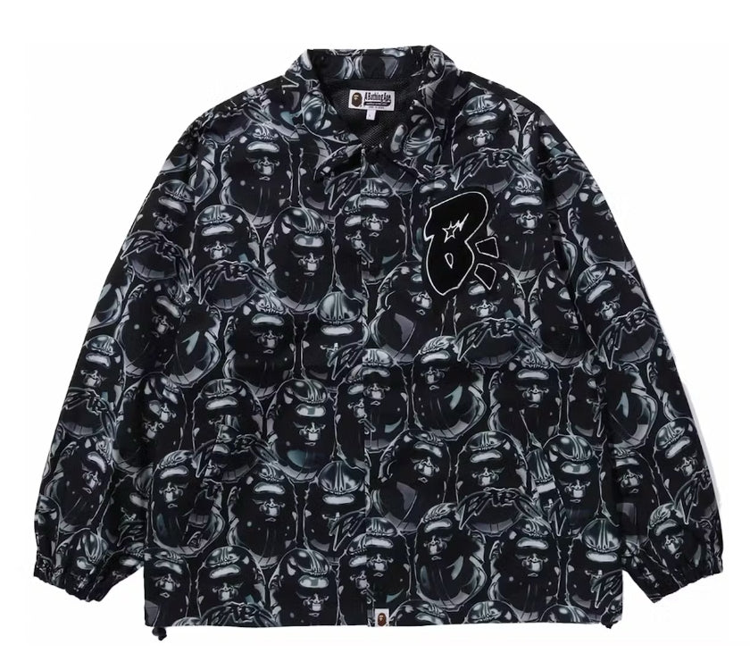 A Bathing Ape Apehead Graffiti Coaches Jacket Black