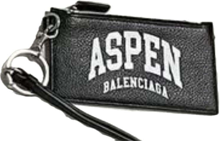 Balenciaga Aspen Cash Leather Wallet Lanyard Card Holder