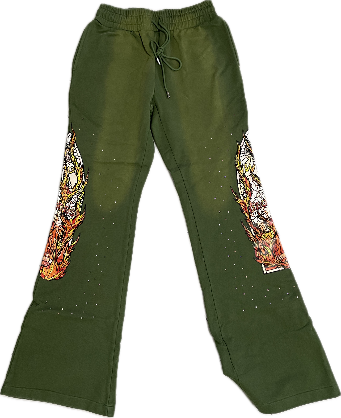 WHO DECIDES WAR GREEN FLAME GLASS
SWEATPANTS