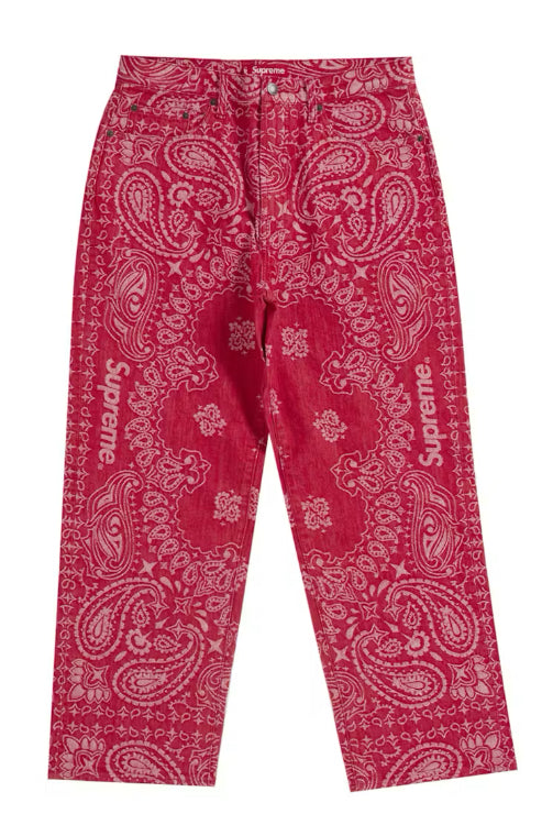Supreme Jacquard Denim Paisley Red