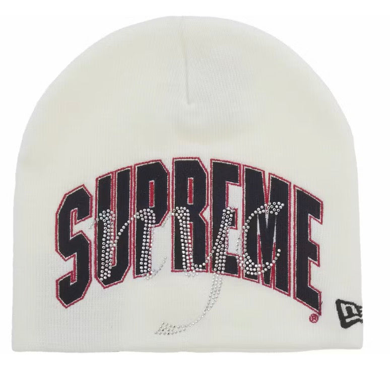 Supreme x New Era Rhinestone Beanie White SS26