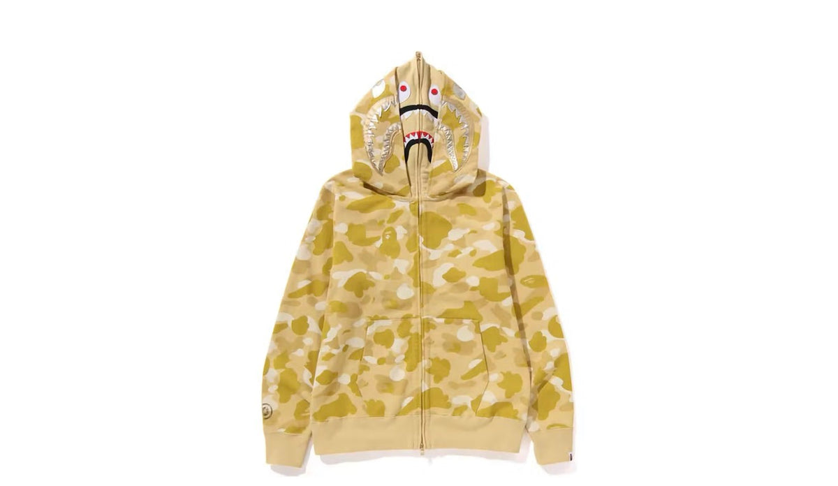 A Bathing Ape Bape Color Camo Double Shark Full Zip Hoodie - Yellow