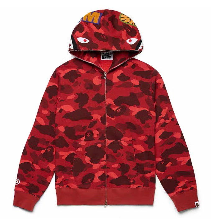 A Bathing Ape Bape Color Camo Red Shark Full-Zip Hoodie