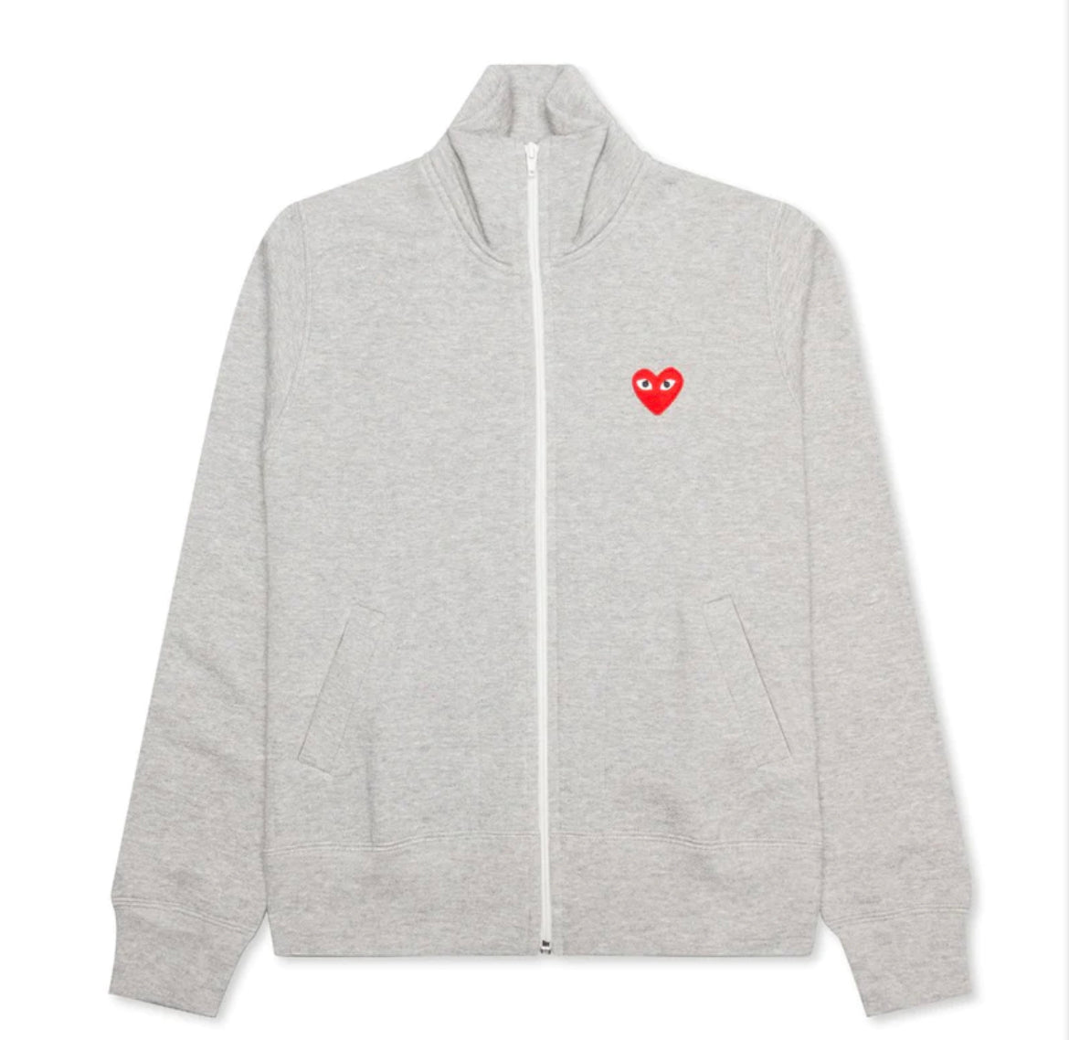 Comme Des Garcons Play “Multi Heart” Zip Up Sweater Grey