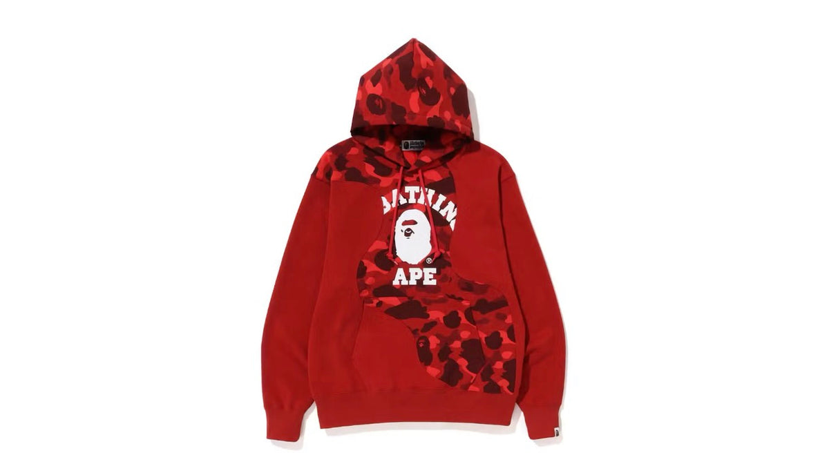 A Bathing Ape Bape Color Camo Cutting Relaxed Fit Hoodie - Red