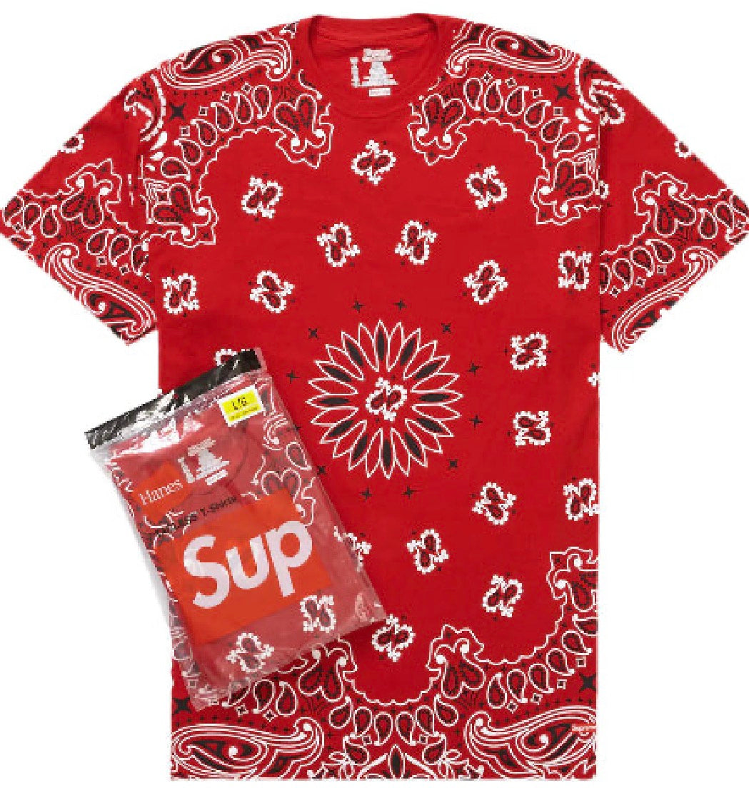 Supreme Hanes Bandana Tees Red 2022