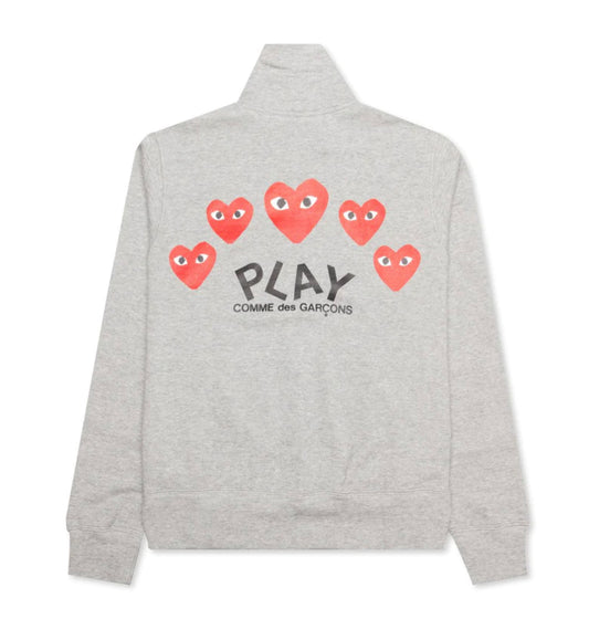 Comme Des Garcons Play “Multi Heart” Zip Up Sweater Grey