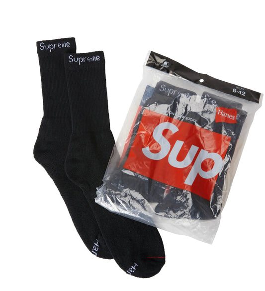 Supreme Hanes Crew Socks Black (4 Pack)