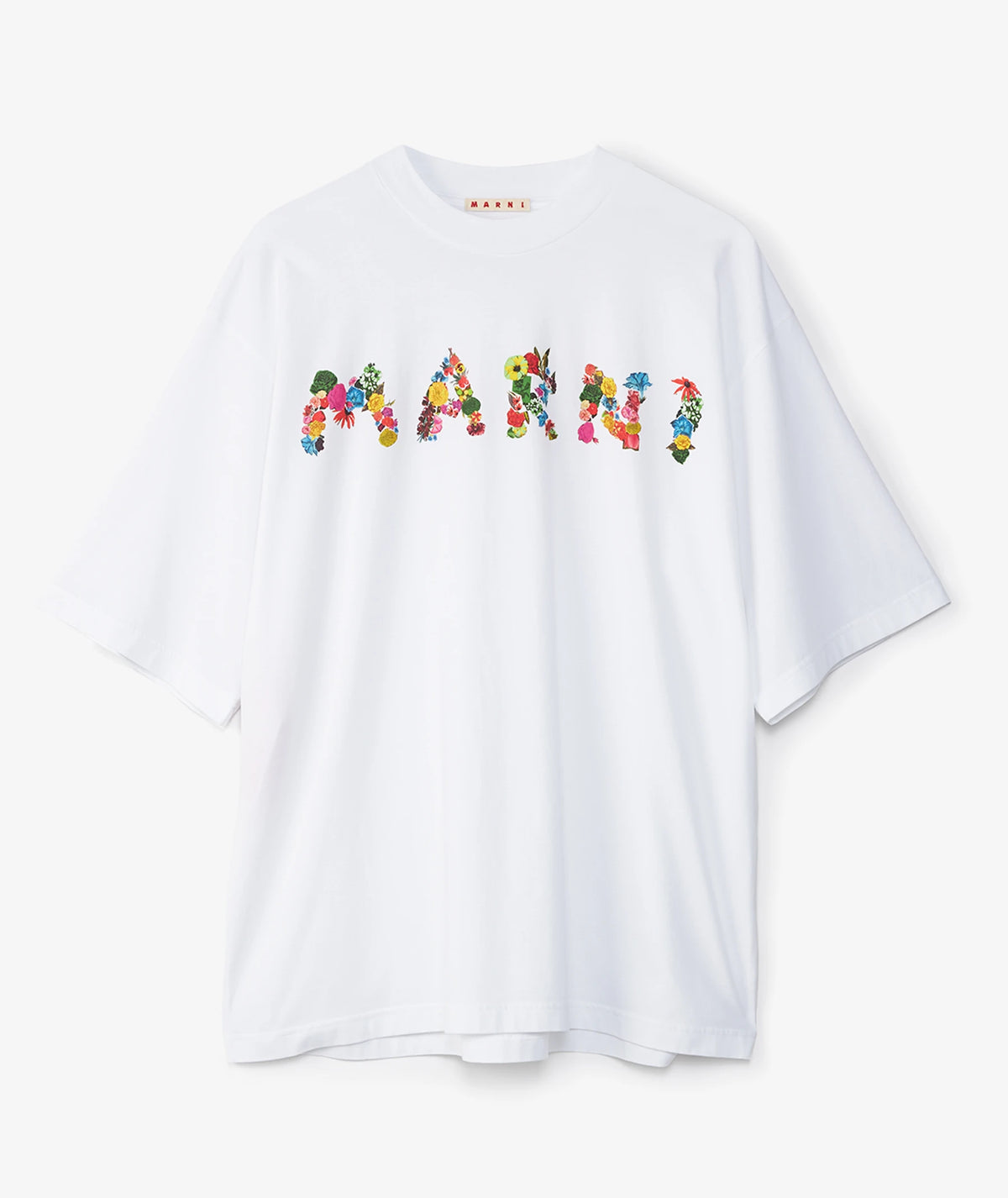 Marni Floral Print Logo Tee White