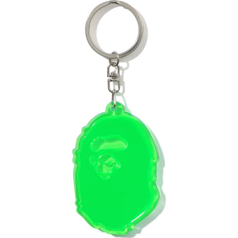 A Bathing Ape Bape Ape Head Reflective Green Keychain
