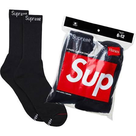 Supreme x Hanes Socks 4-Pack Black