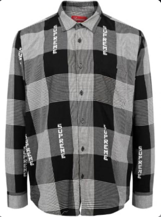 Supreme Flannel Button Down L/S Shirt Black/Grey (SS18)