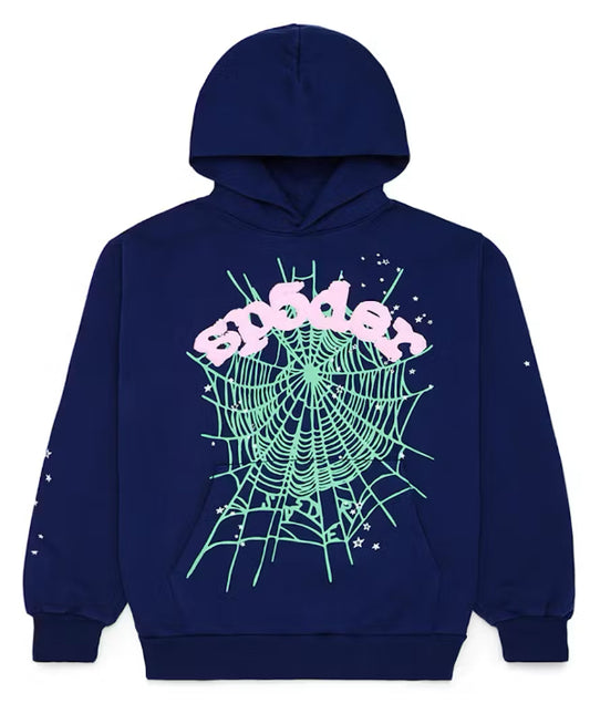 Sp5der OG Web Logo Hoodie Navy