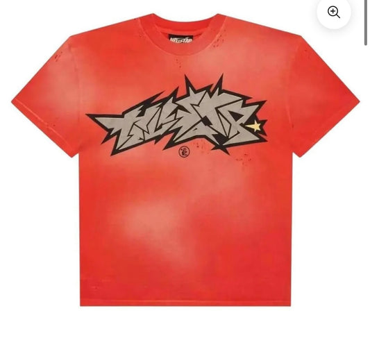 Hellstar Crack Print T-Shirt Red