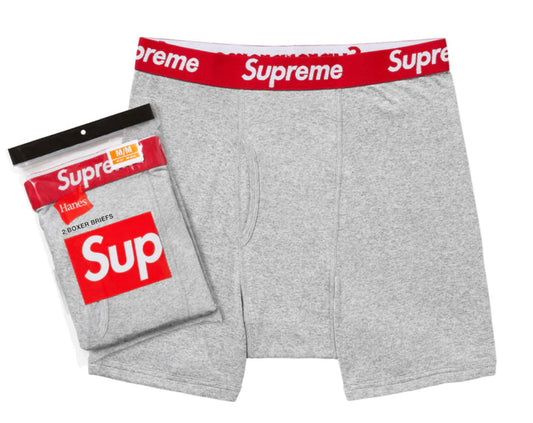 Supreme SS24 x Hanes Boxer Brief Pack Heather Grey