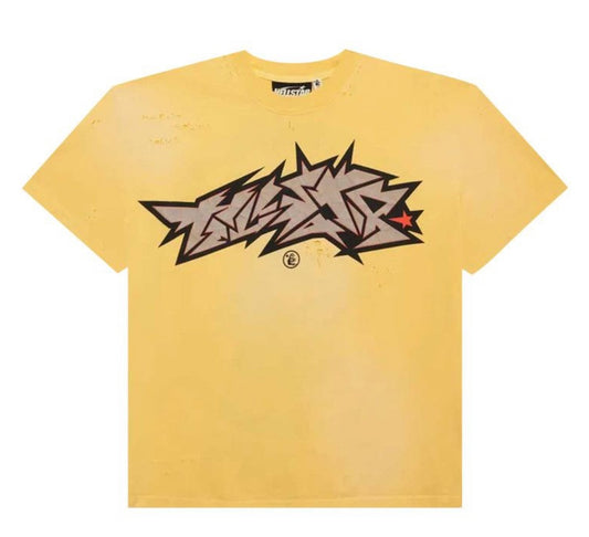 Hellstar Crack Print T-Shirt 'Yellow'