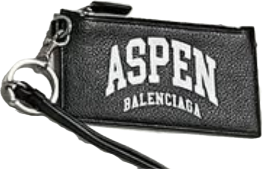 Balenciaga Aspen Cash Leather Wallet Lanyard Card Holder