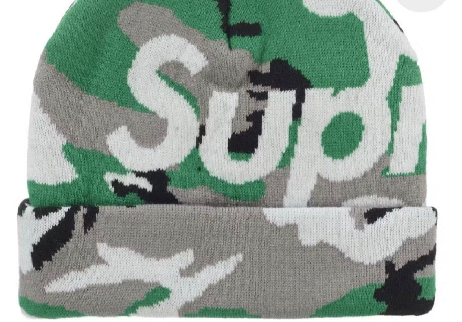 Supreme Big Logo Beanie Green Camo