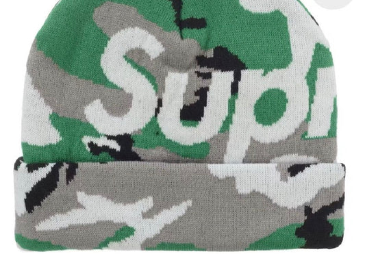 Supreme Big Logo Beanie Green Camo