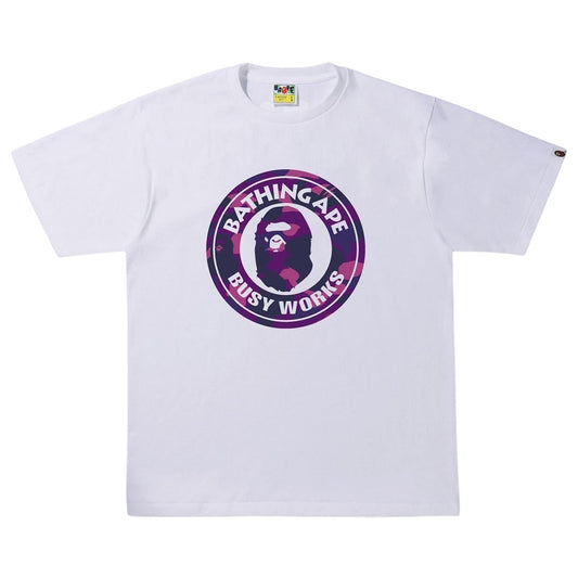 A Bathing Ape Color Camo Busy Works Tee - White/Purple
