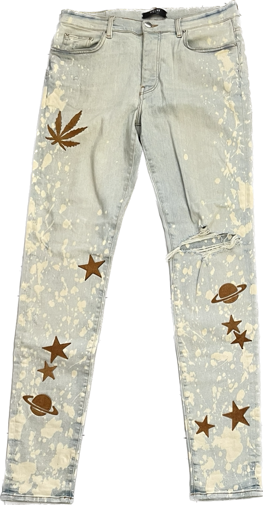 Amiri Bleached Pacthed Denim