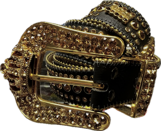 B.B Simon Fully Iced Crown Buckle Belt