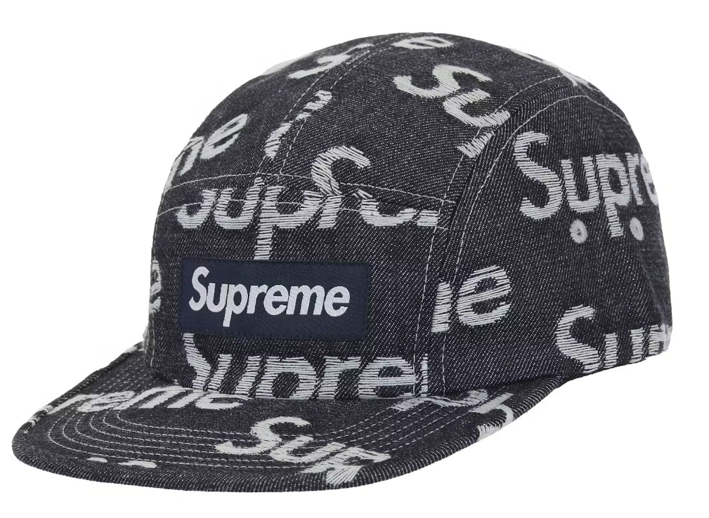 Supreme Jacquard Logos Denim Camp Cap