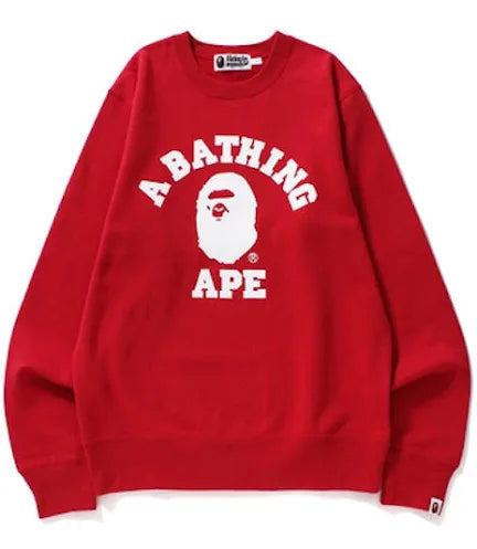 A Bathing Ape College Logo Crewneck Red