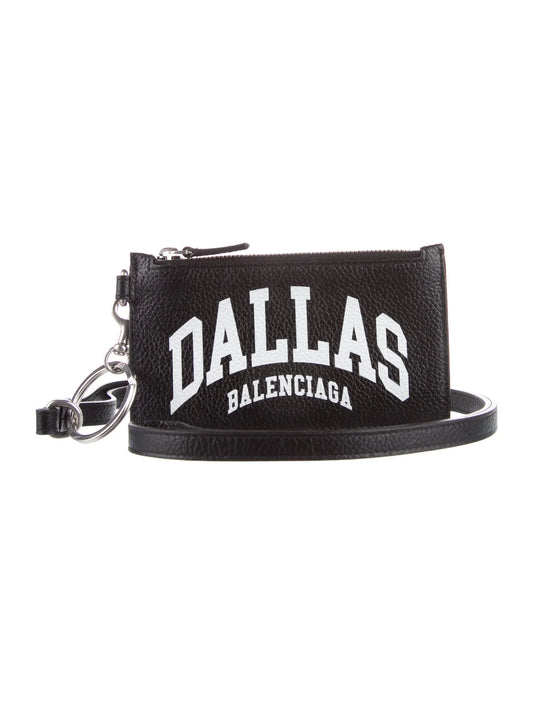 Balenciaga Dallas Cash Leather Wallet Lanyard Card Holder