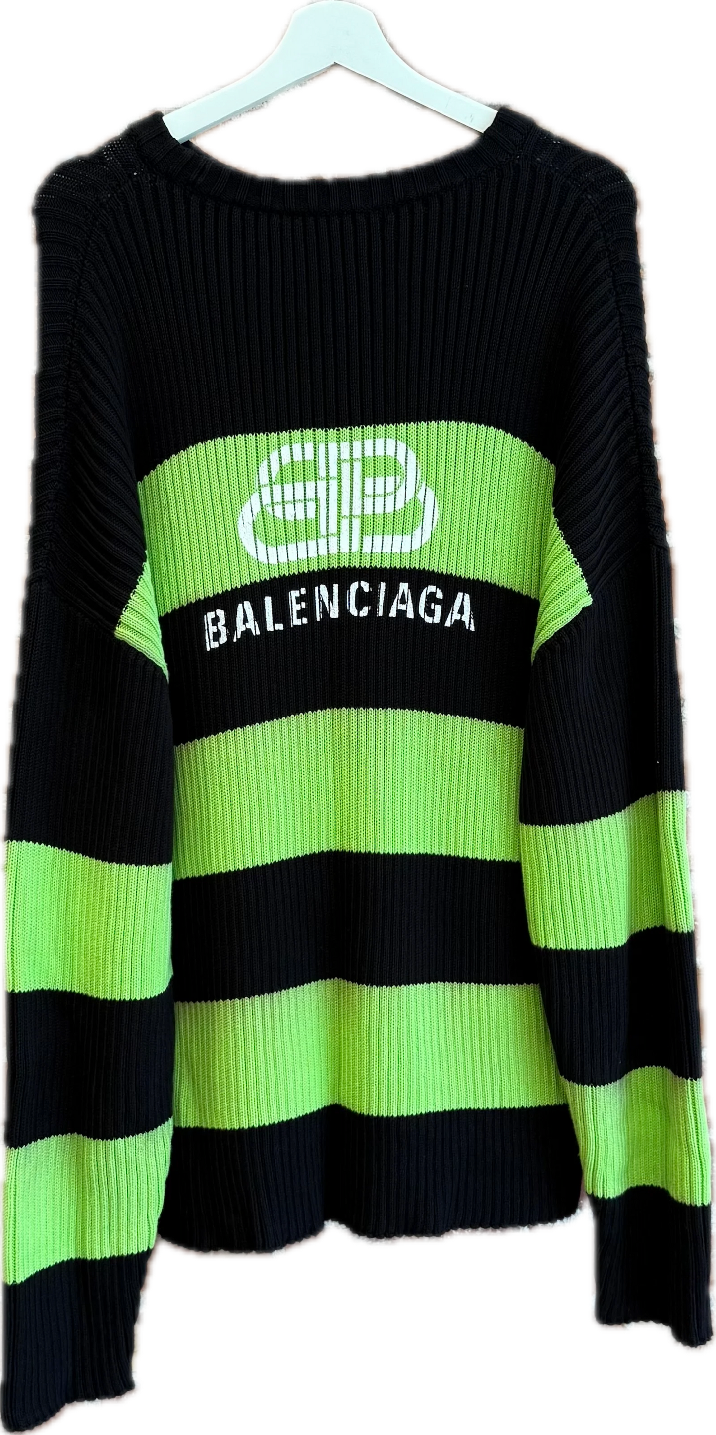 Balenciaga BB Logo Striped Knit Sweater