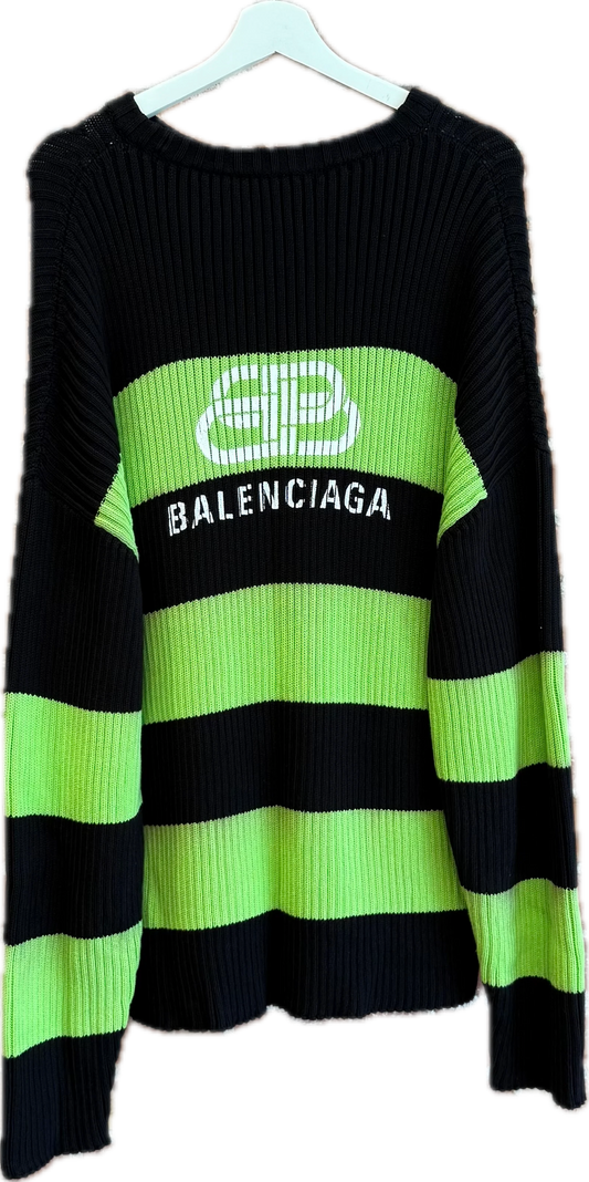 Balenciaga BB Logo Striped Knit Sweater