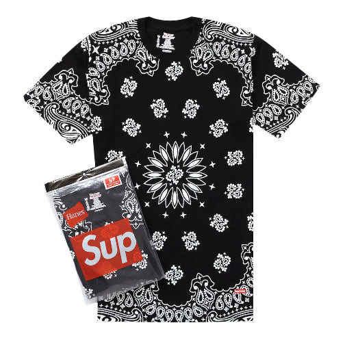 Supreme Hanes Bandana Tees Black (SS22)