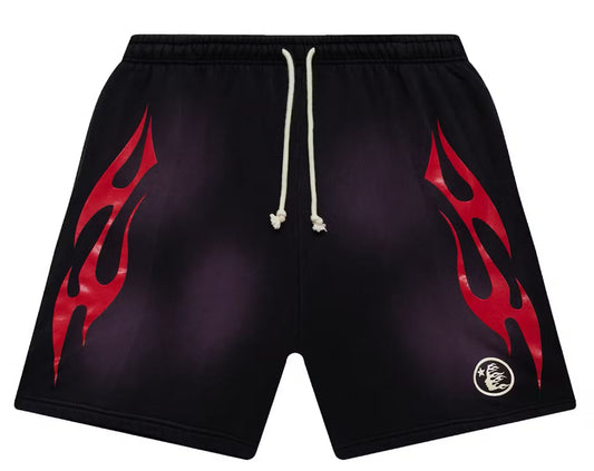 Hellstar Flame Shorts Black/Red
