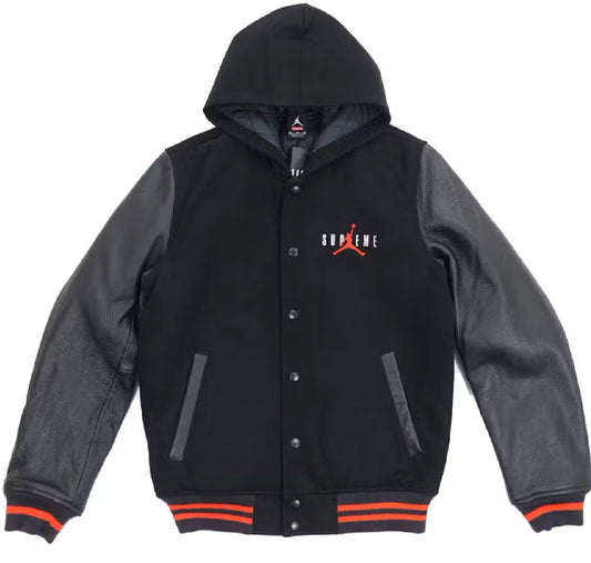 Supreme x Jordan Brand Hooded Lambskin Varisty