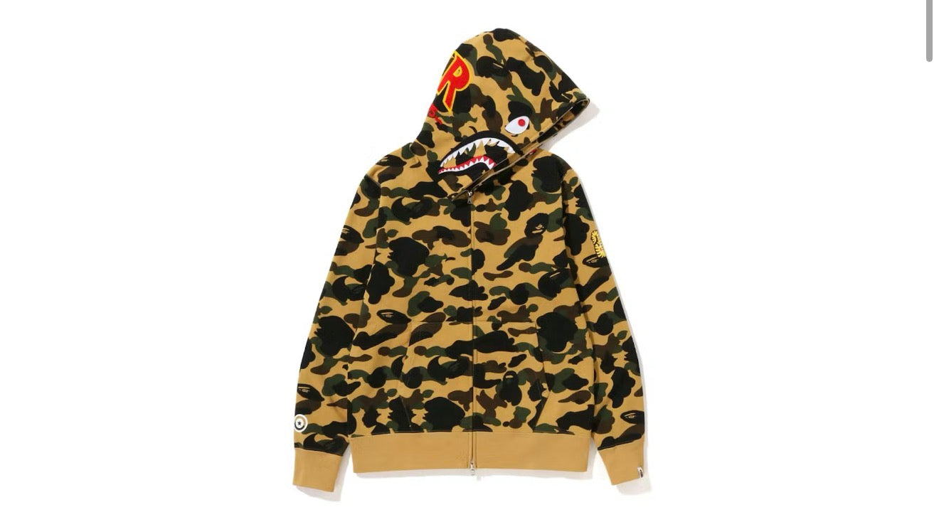 A Bathing Ape Bape PONR 1st Camo Full Zip Hoodie - Yellow