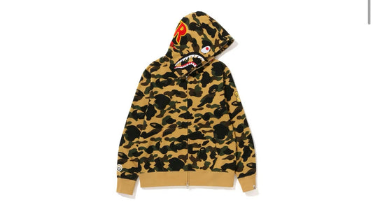 A Bathing Ape Bape PONR 1st Camo Full Zip Hoodie - Yellow