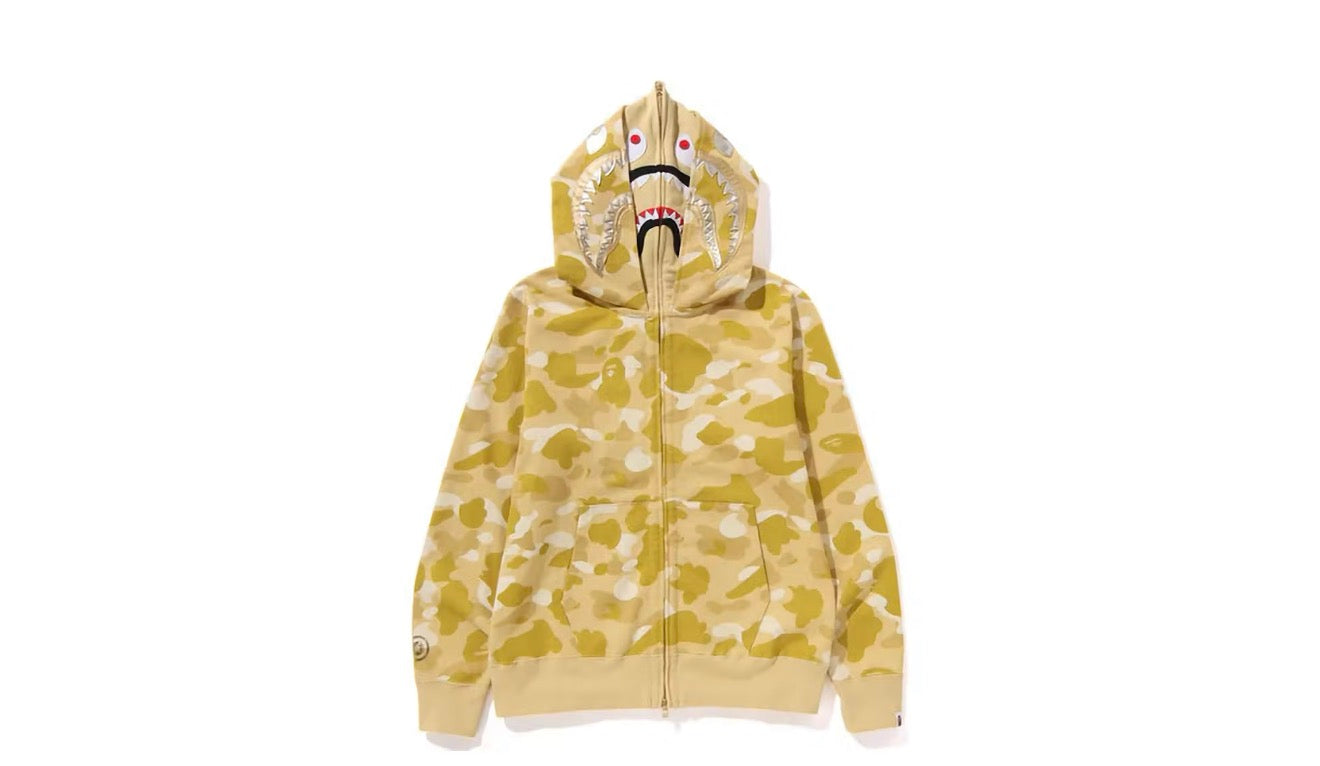 A Bathing Ape Bape Color Camo Double Shark Full Zip Hoodie - Yellow