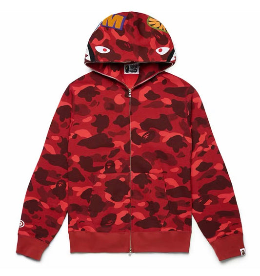 A Bathing Ape Bape Color Camo Red Shark Full-Zip Hoodie