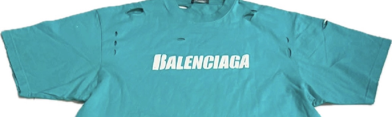 Balenciaga Distressed Tee Blue