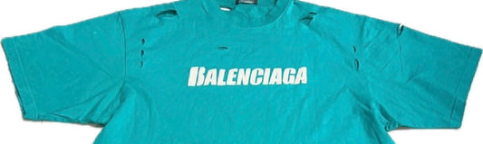 Balenciaga Distressed Tee Blue