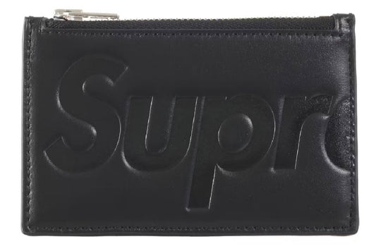 Supreme Leather Zip Card Holder Black