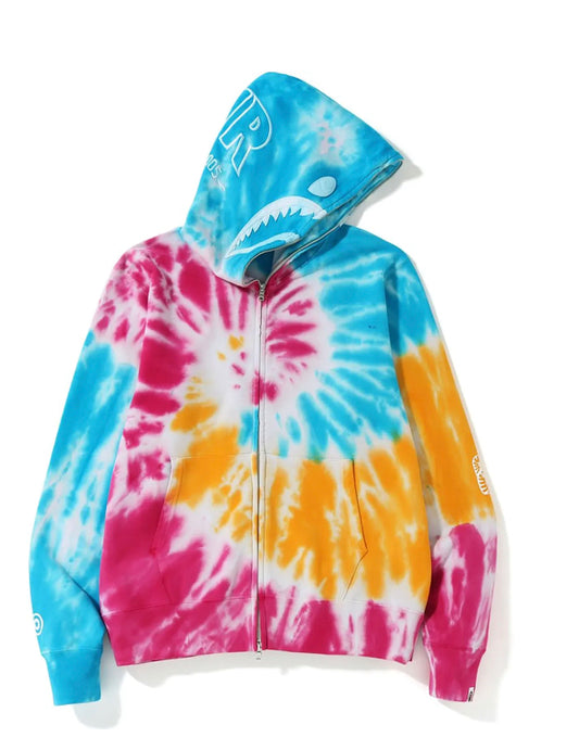 Bape Tie Dye PONR Shark Wide Full Zip Hoodie (SS19)