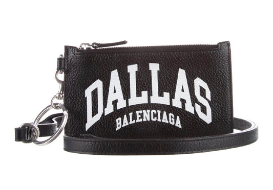 Balenciaga Dallas Leather Wallet Lanyard Card Holder