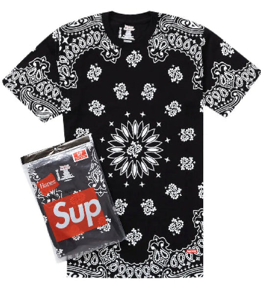 Supreme Hanes Bandana Tees Black 2022