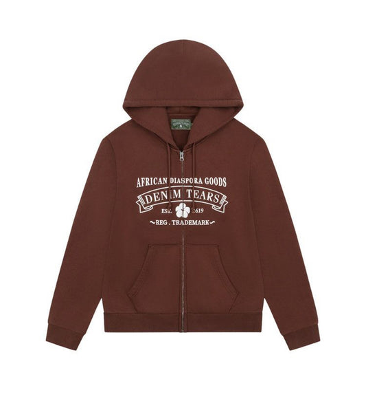 Denim Tears ADG Zip Up Hoodie - Brown