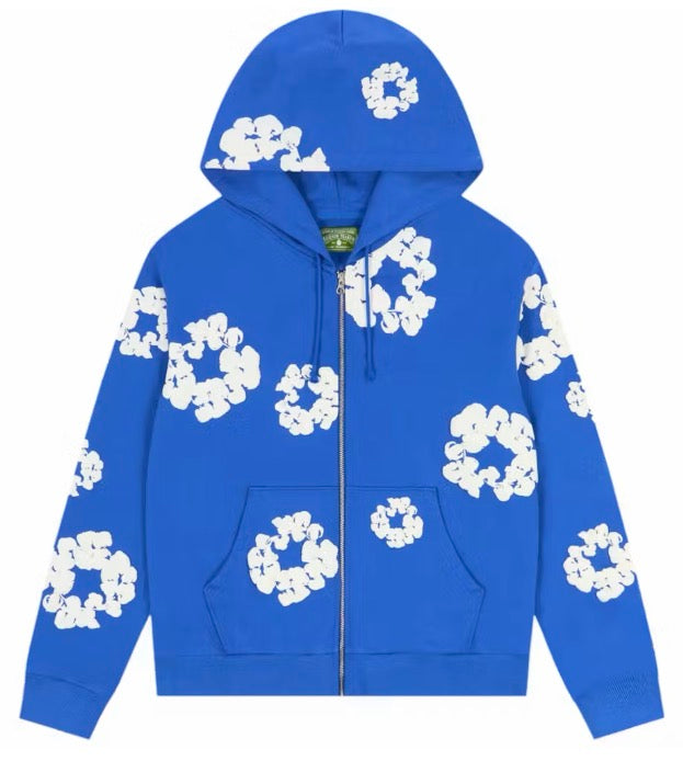 Denim Tears Cotton Wreath Zip-Up Blue
