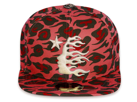 Hellstar Cheetah Print Fitted Hat Red