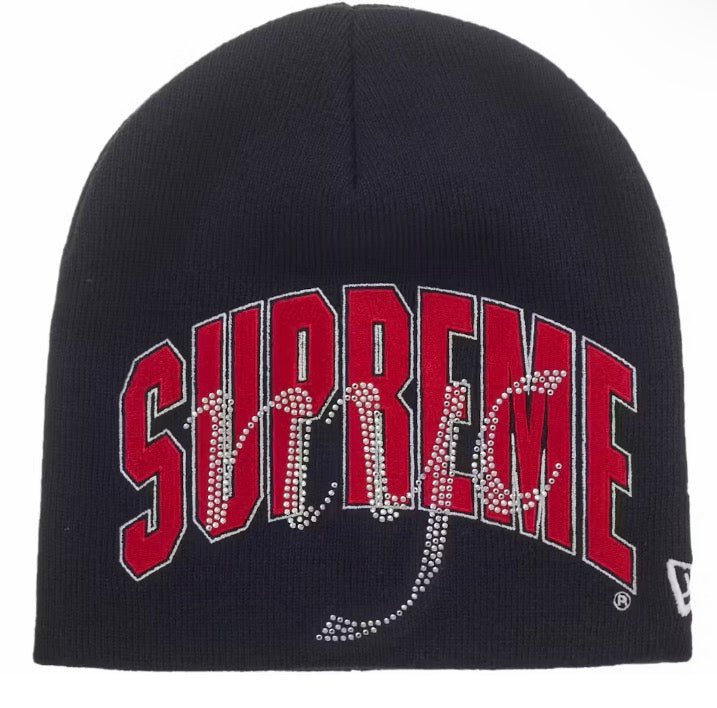 Supreme x New Era Rhinestone Beanie Navy SS26