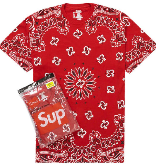 Supreme Hanes Bandana Tees Red 2022