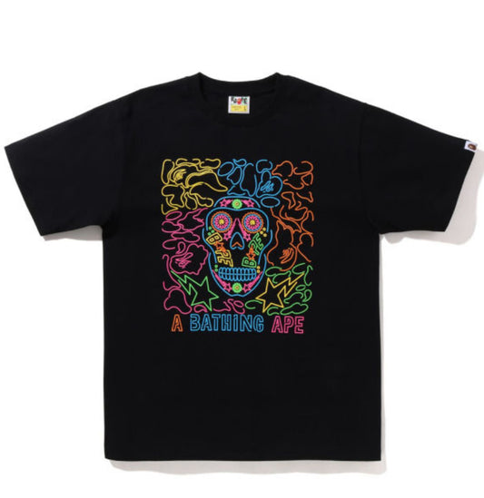 Bape “Neon Mexican Skull” Tee Black